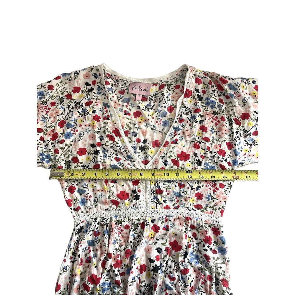 Kos Resort V-Neck Floral Maxi Dress Cottagecore Prairiecore Romantic Sz SMALL - Picture 13 of 16